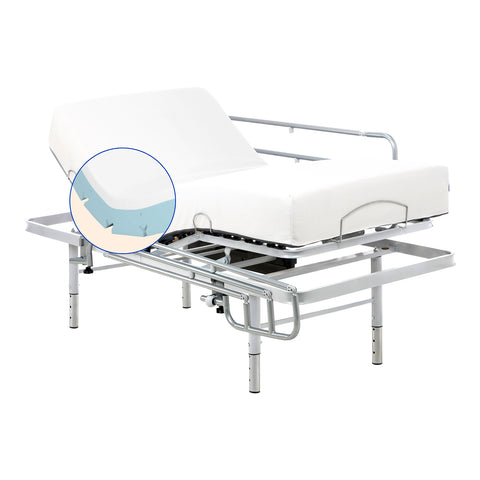 Geriafy - Pack Letto ortopedico elettrico | Materasso Visco Tencel (80x190 cm - Telecomando, Gambe regolabili + Sponde letto)