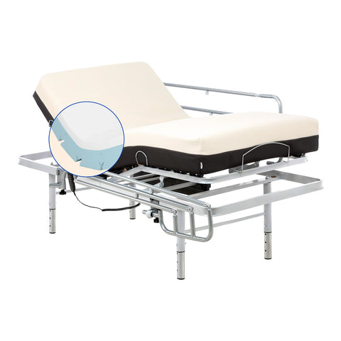 Pack Cama Articulada regulable en altura con Colchón Ortopédico Viscoelástico (80x200 cm, barandillas)