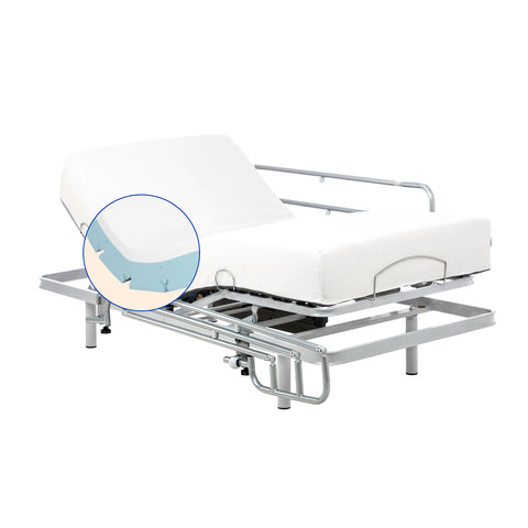 Pack Cama Articulada con Colchón Viscoelástico Tencel | Mando inalámbrico (80x200 cm, barandillas)