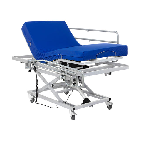 Cama articulada hospitalaria de carro elevador con colchón viscoelástico Professional V3 y barandillas