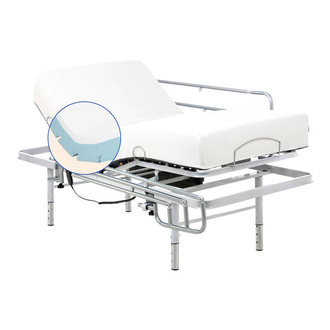 Pack Cama Articulada regulable en altura con Colchón Viscoelástico Tencel (105x190 cm, barandillas)