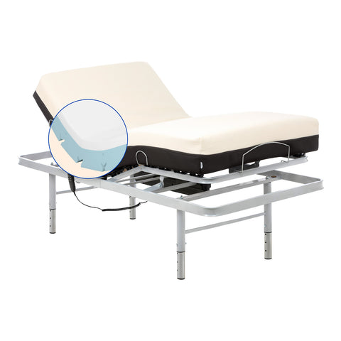 Geriafy - Pack Letto Elettrico Regolabile in 4 Altezze con Materasso Ortopedico Memory foam Cotone (90x200 cm, Gambe regolabili)