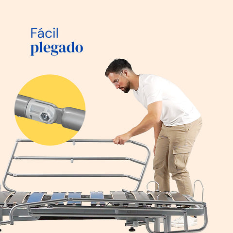 Verstellbares Krankenhausbett mit Hebewagen und Seitengittern - 105x200 cm