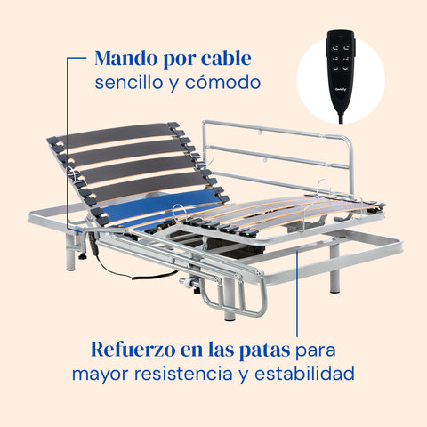 Pack Cama Articulada con Colchón Impermeable Alta resiliencia Origin HR (80x190 cm, barandillas)