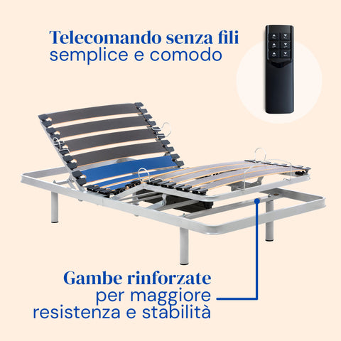 Geriafy - Pack Letto ortopedico elettrico | Materasso Visco Tencel (90x200 cm - Telecomando, Gambe fisse + Sponde letto)