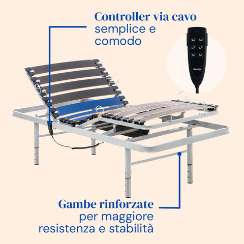 Letto ospedaliero con gambe regolabili, materasso sanitario HR e sponde letto