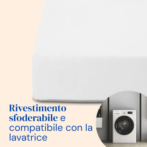 Letto ortopedico elettrico con sponde e materasso in Visco Tencel - 90x190 cm